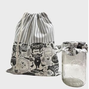Modern Farmhouse Cotton Bread Bag with Matching Mason Jar Bonnet